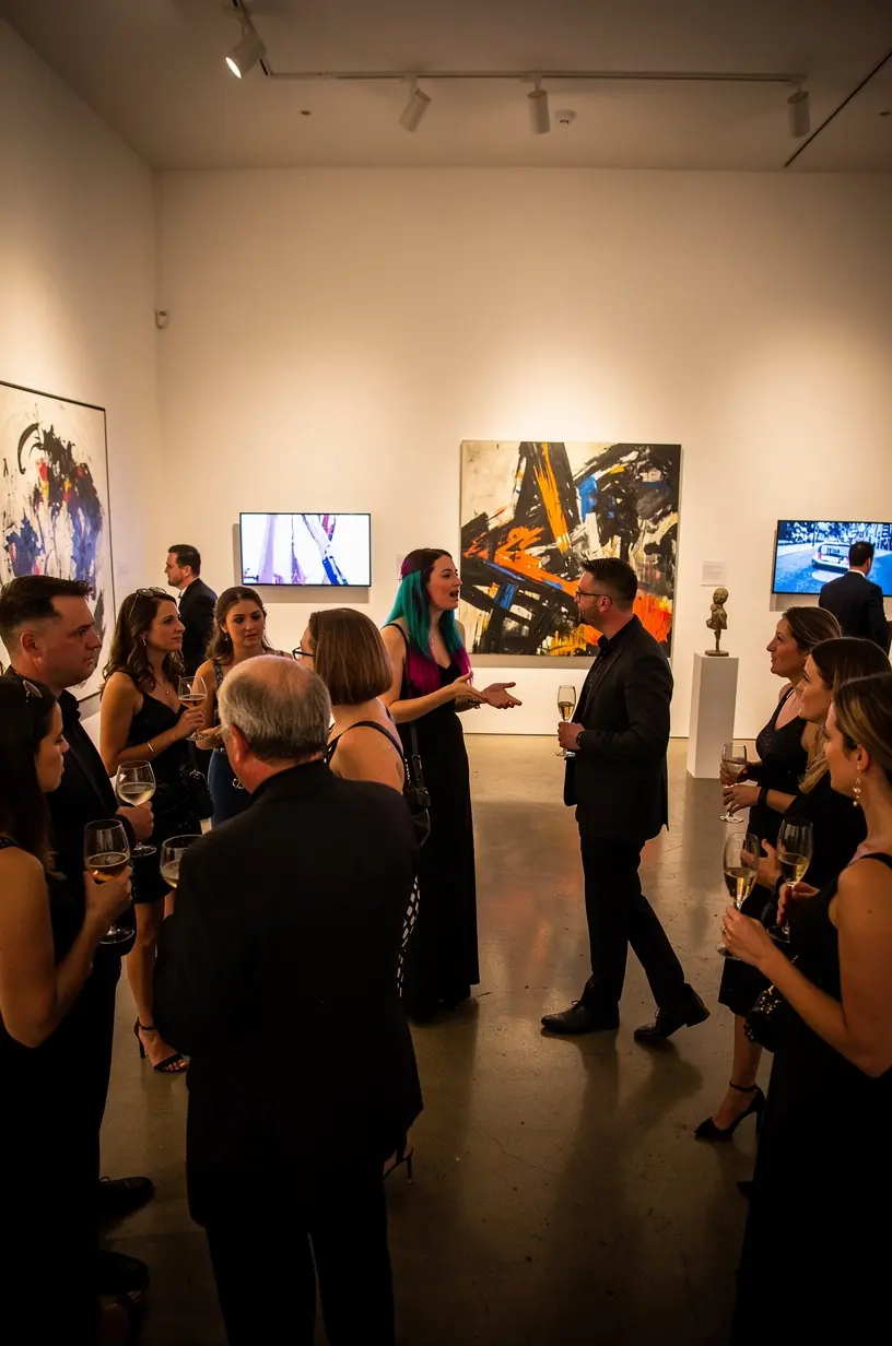 Art gallery with rotating exhibits showcasing local artists