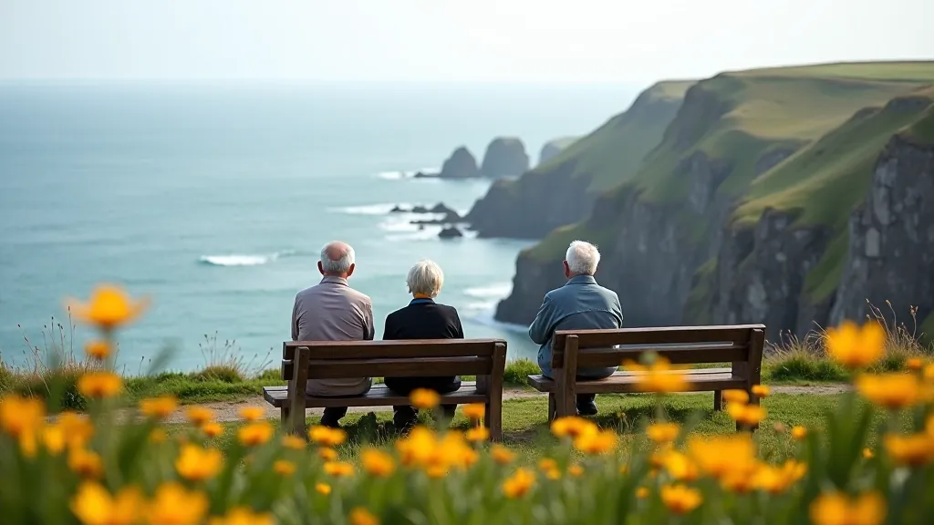 Serene cliff-top rest area with Atlantic views